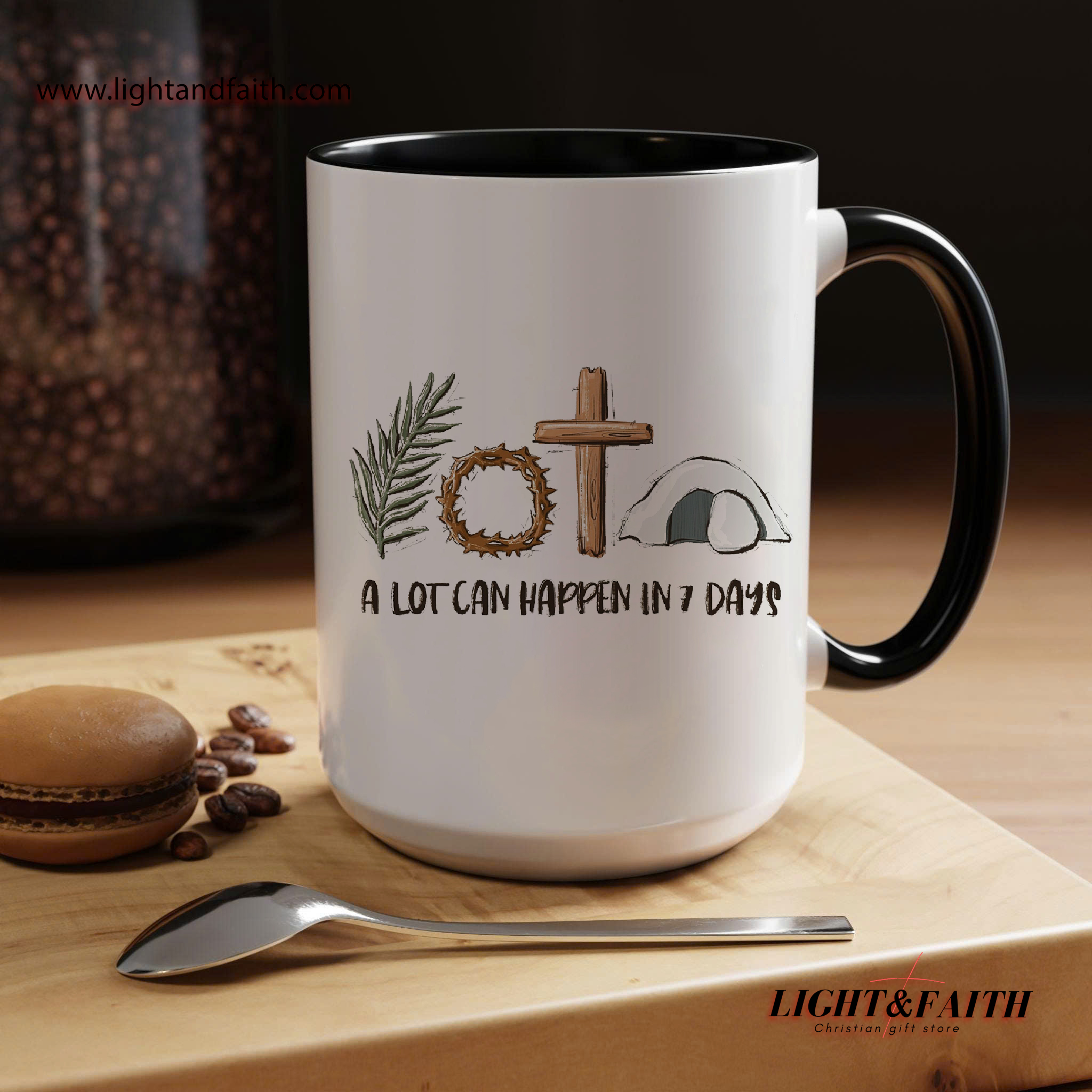 A Lot Can Happen in 7 Days Mug – Easter Holy Week Mug, Resurrection Cross Faith Gift MULAF40